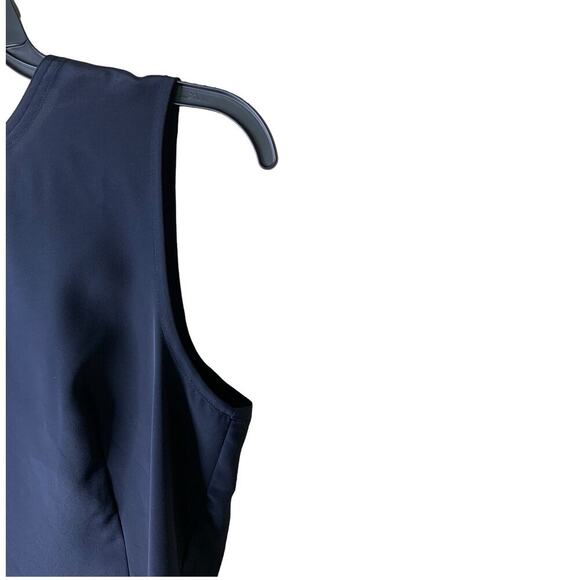 Karen Scott Shirt Women's Sz Medium Sleeveless Navy Blue Back Button Career Top - Picture 5 of 8
